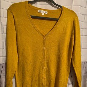 NWOT Fit Apparel mustard sweater cardigan SZ L
